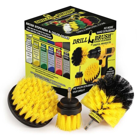 Drill Brush Power Scrubber By Useful Products 5 in W 5 in L Brush, Yellow Y-4OS-2L-QC-DB